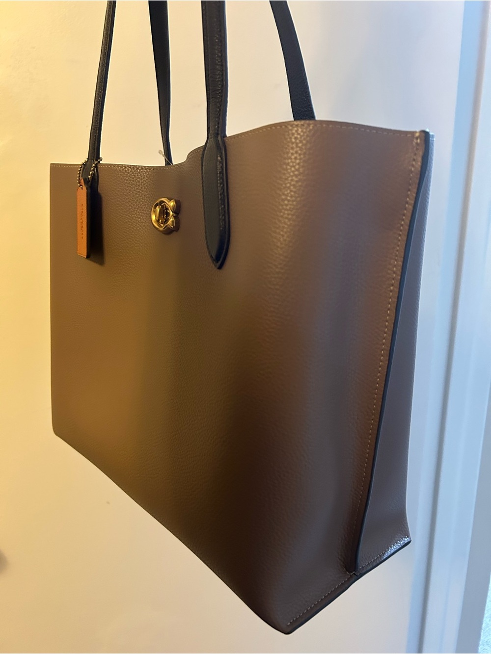 Coach Brown Leather Tote with Black Handles - Picture 3 of 16